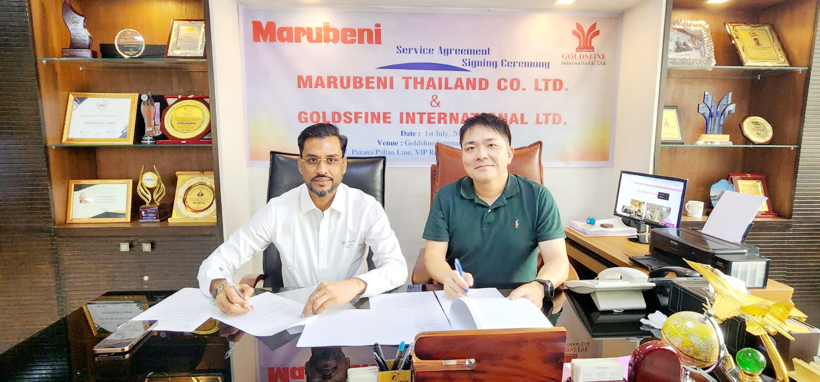 Service Agreement Signing Ceremony between Marubeni Thailand Co. Ltd. and Goldsfine International Ltd.